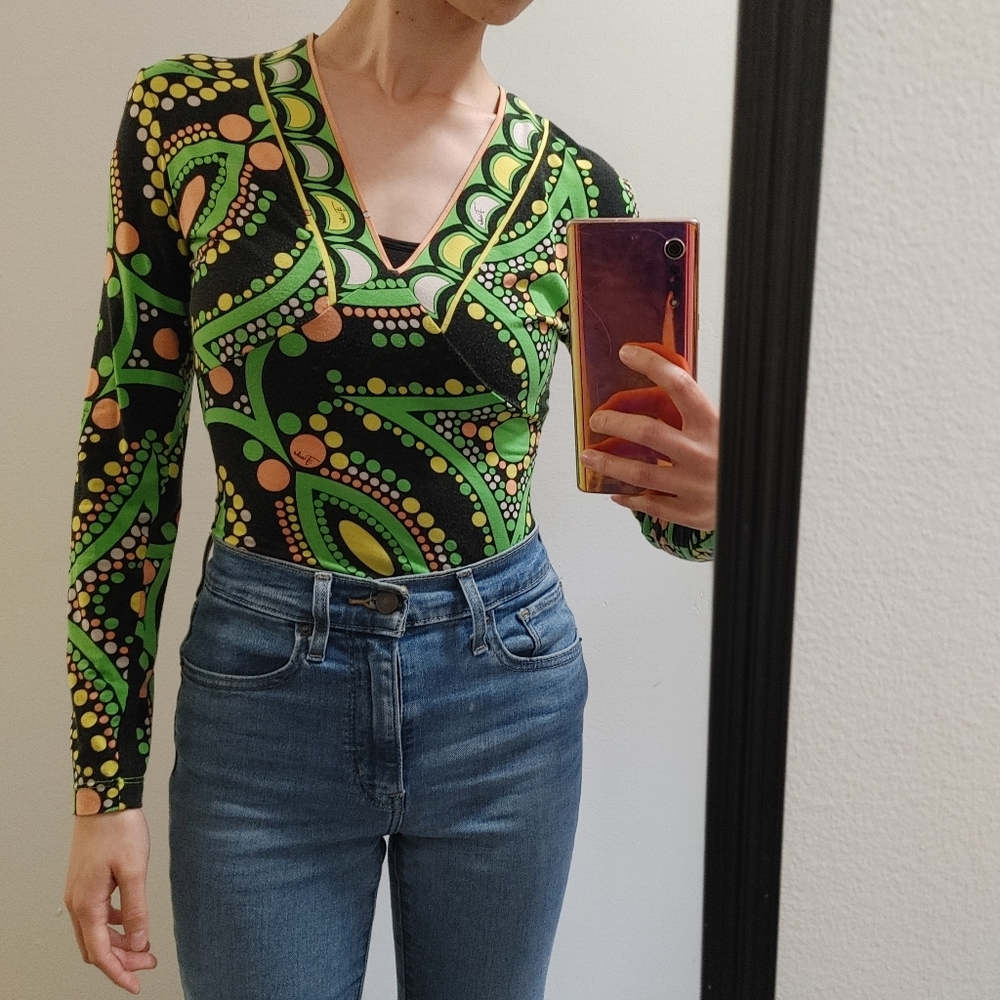 Emilio Pucci Geometric Print Long Sleeve Top